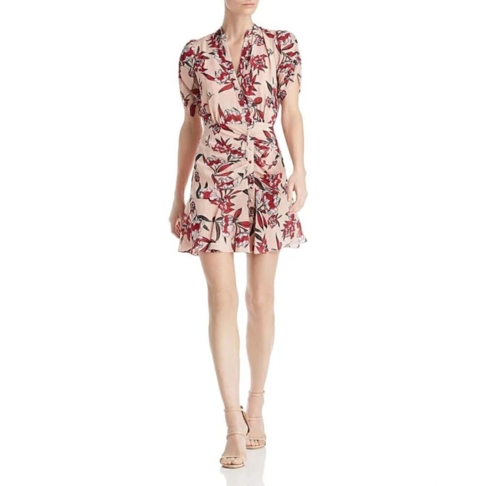 NWT JAY GODFREY Earle Floral Ruched Party Dress Hibiscus 2